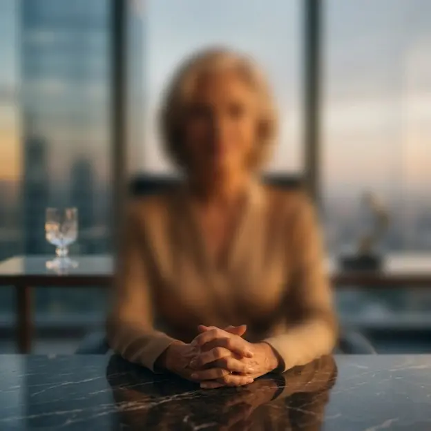 Perfil verificado de Sugar Mummy en Polanco, CDMX. Mujer exitosa en oficina ejecutiva con efecto de privacidad Photo Masque.